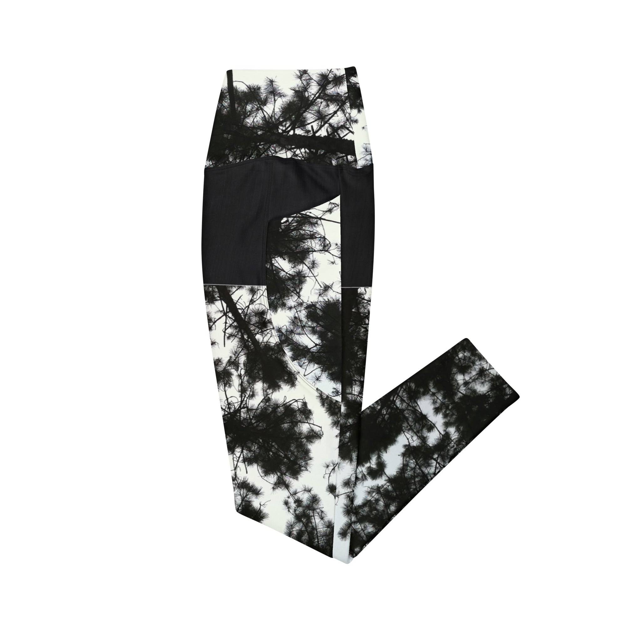 Workout or Dance Leggings with Pockets. Crossover Waist Yoga Pants- Black & White Leggings. WickedYo.